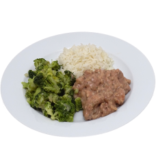 Kip tandoori, broccoli met knoflook en witte rijst